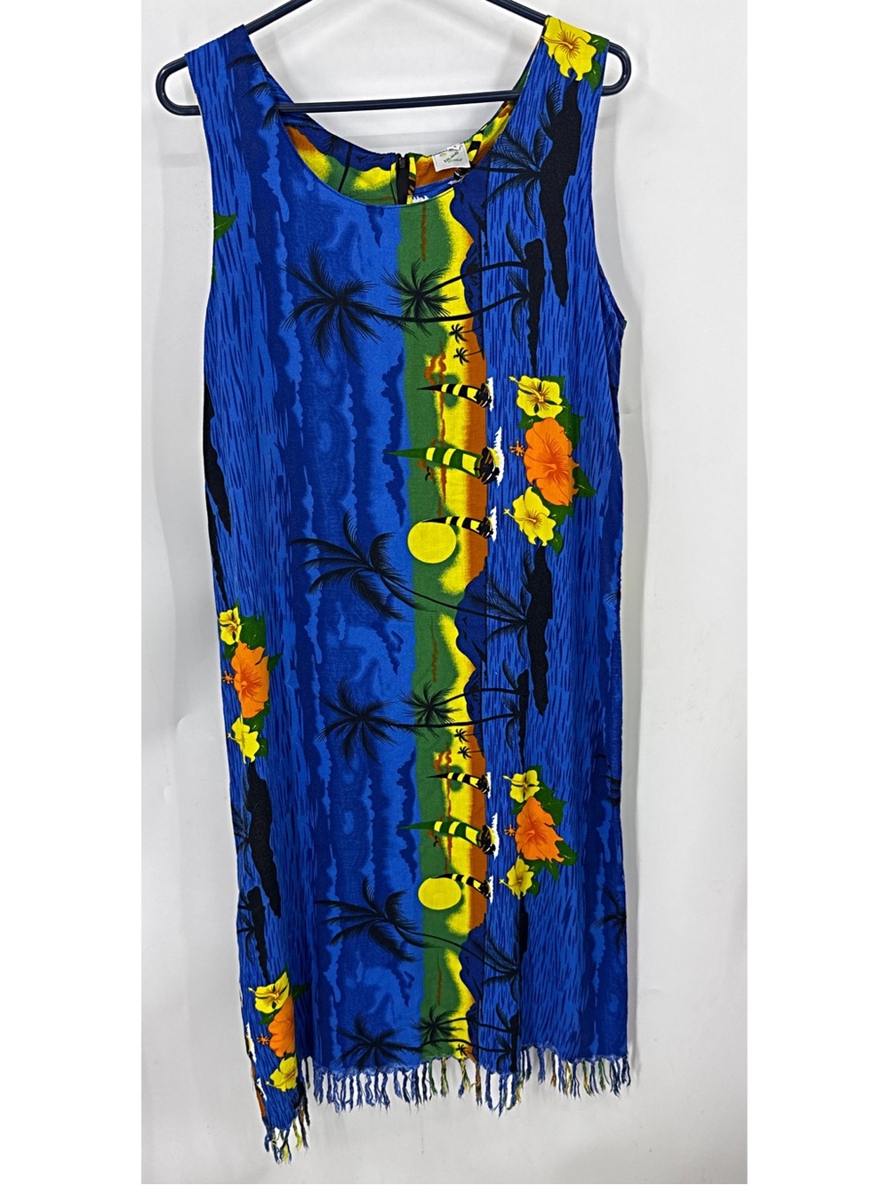 vintage Island Style colorful tropical Hawaiian print shift mumu dress XL